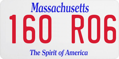 MA license plate 160RO6