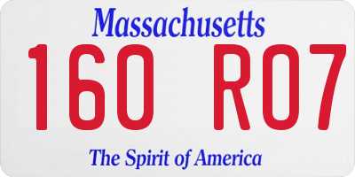 MA license plate 160RO7