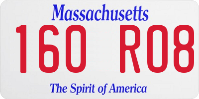 MA license plate 160RO8