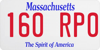 MA license plate 160RP0