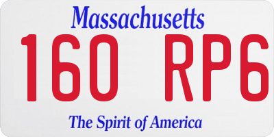 MA license plate 160RP6