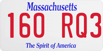 MA license plate 160RQ3