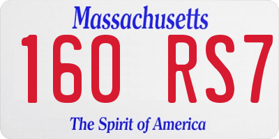 MA license plate 160RS7