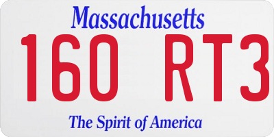 MA license plate 160RT3