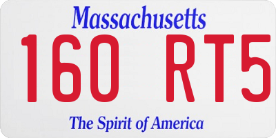 MA license plate 160RT5