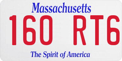 MA license plate 160RT6
