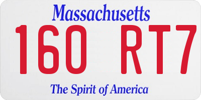 MA license plate 160RT7