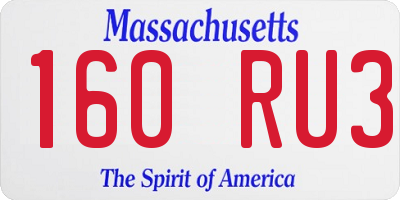 MA license plate 160RU3