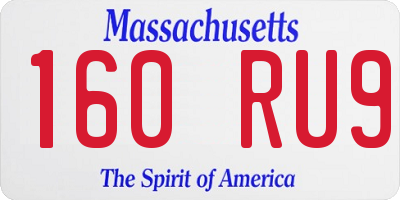 MA license plate 160RU9