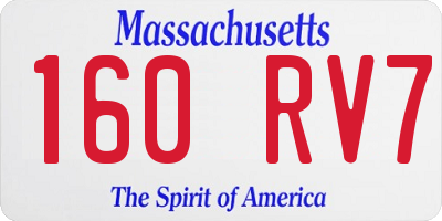 MA license plate 160RV7