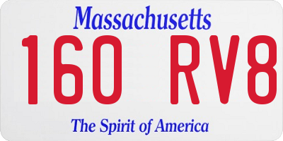 MA license plate 160RV8