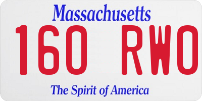 MA license plate 160RW0