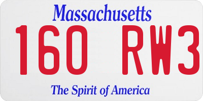 MA license plate 160RW3