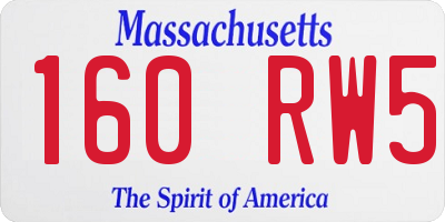 MA license plate 160RW5