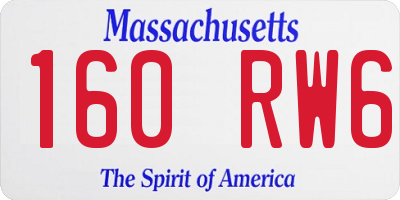 MA license plate 160RW6