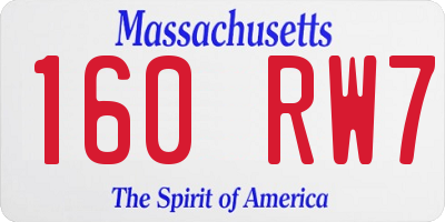 MA license plate 160RW7