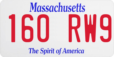 MA license plate 160RW9