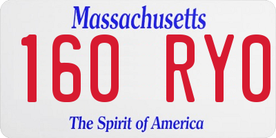 MA license plate 160RY0