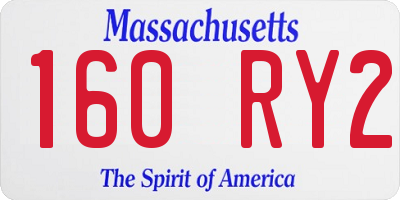 MA license plate 160RY2