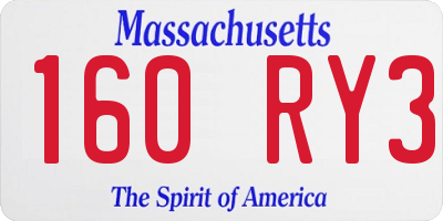MA license plate 160RY3