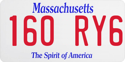 MA license plate 160RY6