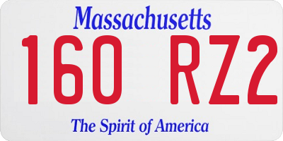 MA license plate 160RZ2