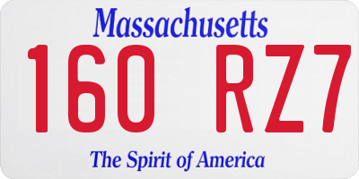 MA license plate 160RZ7