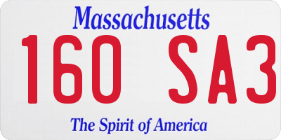MA license plate 160SA3
