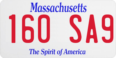 MA license plate 160SA9
