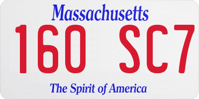 MA license plate 160SC7