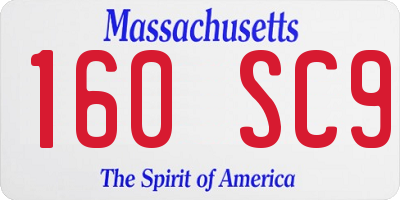 MA license plate 160SC9