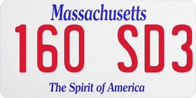 MA license plate 160SD3