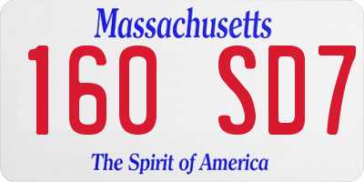 MA license plate 160SD7