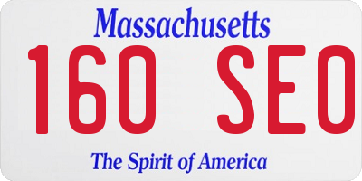 MA license plate 160SE0