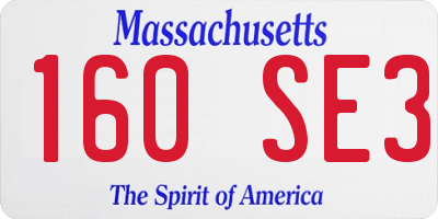 MA license plate 160SE3