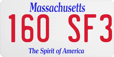 MA license plate 160SF3