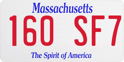 MA license plate 160SF7