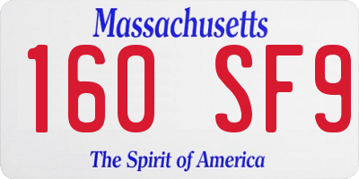 MA license plate 160SF9