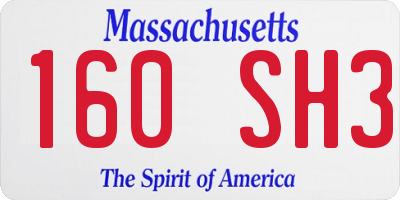 MA license plate 160SH3