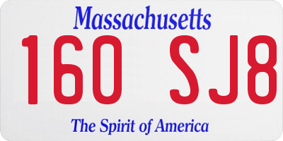 MA license plate 160SJ8