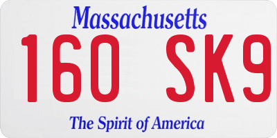 MA license plate 160SK9