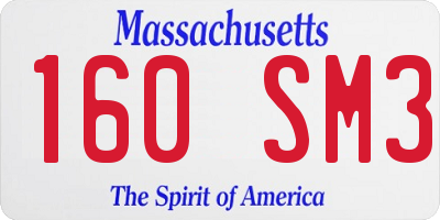 MA license plate 160SM3