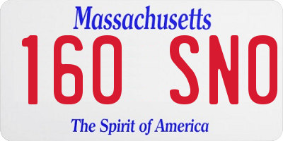 MA license plate 160SN0