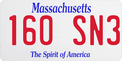 MA license plate 160SN3