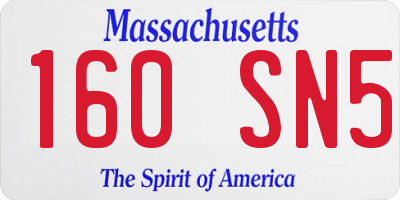 MA license plate 160SN5