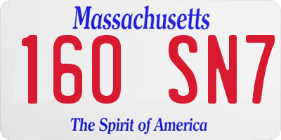 MA license plate 160SN7