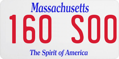 MA license plate 160SO0