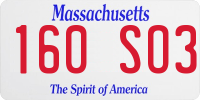 MA license plate 160SO3