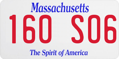 MA license plate 160SO6