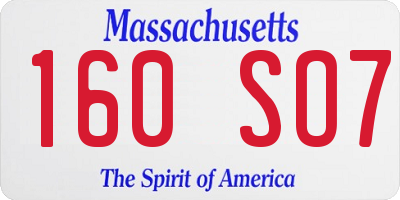 MA license plate 160SO7